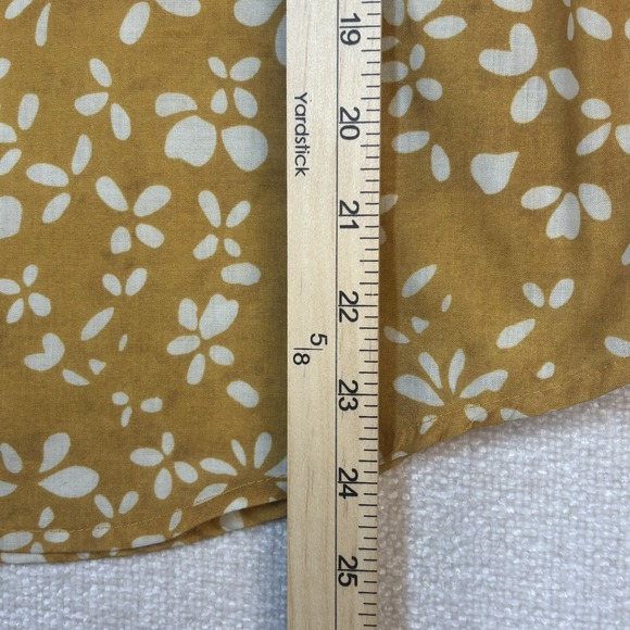 Whisper Mint Top Women's Size Small Gold White Flowers Long Sleeves 100% Cotton - Picture 4 of 7